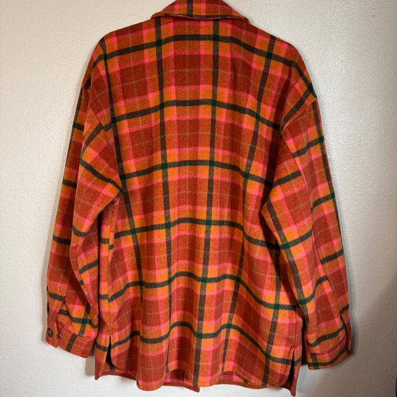 Wild Fable Plaid Jacket Orange Green and Pink Oversized flannel Soft - Picture 5 of 5